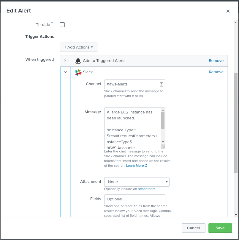 Alert to Slack on launch of large AWS EC2 instance